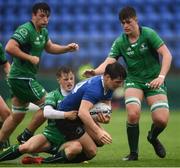 3 September 2016; Daragh Kelly of Leinster is tackled by Colm Reilly of Connacht during the U18 Clubs Interprovincial Series Round 1 match between Leinster and Connacht at Donnybrook Stadium in Donnybrook, Dublin. Photo by Stephen McCarthy/Sportsfile