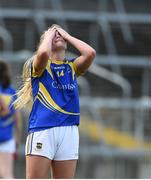 3 September 2016; Aisling McCarthy of Tipperary reacts after defeat to Clare in the TG4 Ladies Football All-Ireland Intermediate Championship Semi-Final match between Clare and Tipperary at the Gaelic Grounds, Limerick. Photo by Diarmuid Greene/Sportsfile