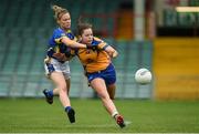 3 September 2016; Niamh O'Dea of Clare in action against Samantha Lambert of Tipperary during the TG4 Ladies Football All-Ireland Intermediate Championship Semi-Final match between Clare and Tipperary at the Gaelic Grounds, Limerick. Photo by Diarmuid Greene/Sportsfile