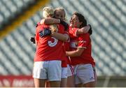 3 September 2016; Cork players Brid Stack and Roisin Phelan celebrate after defeating Monaghan in the TG4 Ladies Football All-Ireland Senior Championship Semi-Final match between Cork and Monaghan at the Gaelic Grounds, Limerick. Photo by Diarmuid Greene/Sportsfile
