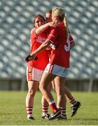 3 September 2016; Cork players Rhona Ni Bhuachalla, Rena Buckley, and Brid Stack celebrate after defeating Monaghan in the TG4 Ladies Football All-Ireland Senior Championship Semi-Final match between Cork and Monaghan at the Gaelic Grounds, Limerick. Photo by Diarmuid Greene/Sportsfile