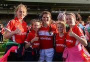 3 September 2016; Marie Ambrose of Cork celebrates with supporters after defeating Monaghan in the TG4 Ladies Football All-Ireland Senior Championship Semi-Final match between Cork and Monaghan at the Gaelic Grounds, Limerick. Photo by Diarmuid Greene/Sportsfile
