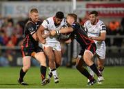 2 September 2016; Charles Piutau of Ulster is tackled by Jack Dixon and Lewis Evans of Newport Gwent Dragons during the Guinness PRO12 Round 1 match between Ulster and Newport Gwent Dragons at the Kingspan Stadium, Belfast.   Photo by Oliver McVeigh/Sportsfile