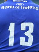 3 September 2016; A detailed view of the Leinster 13 jersey during the U18 Clubs Interprovincial Series Round 1 match between Leinster and Connacht at Donnybrook Stadium in Donnybrook, Dublin. Photo by Stephen McCarthy/Sportsfile