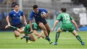 3 September 2016; Morgan Purcell of Leinster is tackled by Craig McCormick, left, and Harry Donnelly of Connacht during the U18 Clubs Interprovincial Series Round 1 match between Leinster and Connacht at Donnybrook Stadium in Donnybrook, Dublin. Photo by Stephen McCarthy/Sportsfile