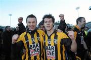 12 December 2010; Oisin McConville and Jamie Clarke, right, Crossmaglen Rangers, celebrate after the game. AIB GAA Football Ulster Club Senior Championship Final, Crossmaglen Rangers v Naomh Conall, Kingspan Breffni Park, Cavan. Picture credit: Oliver McVeigh / SPORTSFILE
