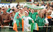 12 December 2010; Irish athletics supporters cheer on the Irish Men's U23 team as they await to receive their medals. 17th SPAR European Cross Country Championships, Albufeira, Portugal. Picture credit: Brendan Moran / SPORTSFILE