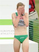 12 December 2010; Ireland's Fionnuala Britton reacts after finishing in 4th place in the Women's Senior race. 17th SPAR European Cross Country Championships, Albufeira, Portugal. Picture credit: Brendan Moran / SPORTSFILE