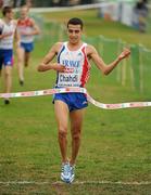 12 December 2010; Hassan Chahdi, of France, crosses the line to win the Men's U23 race with a time of 24:11. 17th SPAR European Cross Country Championships, Albufeira, Portugal. Picture credit: Brendan Moran / SPORTSFILE