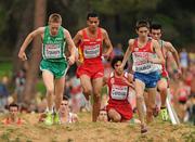 12 December 2010; Ireland's John Travers competes alongside eventual winner Abdelaziz Merzougui of Spain, on his way to finishing in 25th place in the Men's Junior race with a time of 18:45. 17th SPAR European Cross Country Championships, Albufeira, Portugal. Picture credit: Brendan Moran / SPORTSFILE