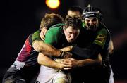 12 December 2010; Michael Swift, Connacht, is tackled by George Lowe and Will Skinner, right, Harlequins. Amlin Challenge Cup - Pool 1 Round 3, Harlequins v Connacht, The Stoop, Twickenham, London. Picture credit: Dan Mullan / SPORTSFILE