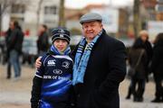 12 December 2010; Leinster supporters Micheal Snr. and Jnr. Fetherston, from Castleknock, Dublin, at the ASM Clermont Auvergne v Leinster - Heineken Cup Pool 2 - Round 3 game, Stade Marcel Michelin, Clermont, France. Picture credit: Stephen McCarthy / SPORTSFILE