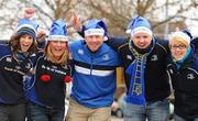 12 December 2010; Leinster supporters, from left, Leanne Connell, from Termonfeckin, Co. Louth, Lisa McLoughlin, from Portmarnock, Dublin, Paul O'Brien, from Lusk, Dublin, Frank Gallen, from Balbriggan, Dublin, and Josie Kelly, from Oxford, England, at the ASM Clermont Auvergne v Leinster - Heineken Cup Pool 2 - Round 3 game, Stade Marcel Michelin, Clermont, France. Picture credit: Stephen McCarthy / SPORTSFILE