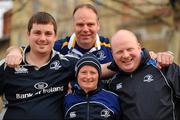 12 December 2010; Leinster supporters, from left, Stephen Kelly, from Tallaght, Dublin, Ronnie Kileen, from Dundrum, Dublin, Elaine Byrne, from Dun Laoghaire, Dublin, and Ross Mullen, from Skerries, Dublin, at the ASM Clermont Auvergne v Leinster - Heineken Cup Pool 2 - Round 3 game, Stade Marcel Michelin, Clermont, France. Picture credit: Stephen McCarthy / SPORTSFILE