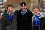 12 December 2010; Leinster supporters, from left, Adam Baker, from Rosenallis, Co. Laois, David Hyland, from Portlaois, Co. Laois, and Damien Howley, from Dundrum, Dublin, at the ASM Clermont Auvergne v Leinster - Heineken Cup Pool 2 - Round 3 game, Stade Marcel Michelin, Clermont, France. Picture credit: Stephen McCarthy / SPORTSFILE