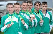 13 December 2010; Members of the Ireland's Men's U-23 gold medal winning AAI team, from left, David Rooney, Brendan O'Neill, David McCarthy, Michael Mulhare, John Coughlan and Ciaran O Lionaird, on their return from the 17th SPAR European Cross Country Championships held in Albufeira, Portugal. Dublin Airport, Dublin. Photo by Sportsfile