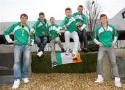 13 December 2010; Members of the Ireland's Men's U-23 gold medal winning AAI team, from left, John Coughlan, Michael Mulhare, David Rooney, Brendan O'Neill, David McCarthy and Ciaran O Lionaird, on their return from the 17th SPAR European Cross Country Championships held in Albufeira, Portugal. Dublin Airport, Dublin. Photo by Sportsfile