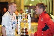 13 December 2010; Peter Cherrie, Dundalk, left, and Peter Thompson, Linfield, at the launch of the Setanta Sports Cup for 2011. Belfast City Hall, Donegall Square, Belfast, Co. Antrim. Picture credit: Oliver McVeigh / SPORTSFILE
