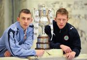 13 December 2010; James O'Brien, St. Patricks Athletic, left,  and Stephen Garrett, Cliftonville, at the launch of the Setanta Sports Cup for 2011. Belfast City Hall, Donegall Square, Belfast, Co. Antrim. Picture credit: Oliver McVeigh / SPORTSFILE