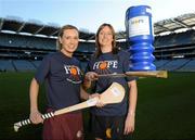 14 December 2010; Leading camogie stars and broadcasting personalities are uniting behind the efforts of an Irish charity, The Hope Foundation, to raise funds for the street and slum children of Calcutta. The partnership 'Camogie for Hope' will work to raise awareness of the work carried out by the charity and liaise on select fundraising initiatives including a charity 'All Stars' camogie match. Furthermore a fundraising run in Calcutta, the 'Kolkatta 10k' is taking place in the Indian city in March, with further information available on www.hopefoundation.ie . Pictured at the launch are camogie stars Aislinn Connolly, Galway, left, and Elaine Alyward, Kilkenny. Camogie Association & The Hope Foundation Photocall, Croke Park, Dublin. Picture credit: Brian Lawless / SPORTSFILE