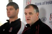 14 December 2010; Ulster head coach Brian McLaughlin speaking during a press conference ahead of their Heineken Cup, Pool 4, Round 4, match against Bath Rugby on Saturday. Ulster Rugby Press Conference, Newforge Training Ground, Belfast, Co. Antrim. Picture credit: Oliver McVeigh / SPORTSFILE