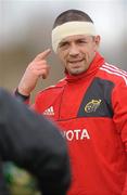15 December 2010; Munster's Alan Quinlan during squad training ahead of their Heineken Cup Pool 3, Round 4, match against Ospreys on Saturday. Munster Rugby squad training, Cork Institute of Technology campus, Bishopstown, Cork. Picture credit: Diarmuid Greene / SPORTSFILE