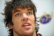 15 December 2010; Munster's Donncha O'Callaghan speaking during a media conference ahead of their Heineken Cup Pool 3, Round 4, match against Ospreys on Saturday. Munster Rugby media conference, Cork Institute of Technology campus, Bishopstown, Cork. Picture credit: Diarmuid Greene / SPORTSFILE