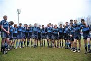 15 December 2010; Newpark Comprehensive players stand together before being presented with the McMullen Cup. McMullen Cup Final, Skerries C.C. v Newpark Comprehensive, Donnybrook, Dublin. Picture credit: David Maher / SPORTSFILE