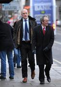 16 December 2010; Munster's Paul O'Connell arrives for a independent Disciplinary Hearing, with Munster Rugby PRO Pat Geraghty, right, after an incident between himself and Ospreys' Jonathan Thomas during last Sunday's Heineken Cup match in Limerick. ERC Offices, Hugenot House, St. Stephen's Greeen, Dublin. Picture credit: Barry Cregg / SPORTSFILE
