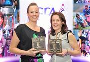15 December 2010; TG4 celebrated their tenth year as sponsor of the Ladies Football Championships last night at a Banquet in Croke Park and in honour of the association between TG4 and Ladies Football, the TG4 Ladies Football Team of the Decade was announced. Pictured are the Waterford players honoured, Mary O'Donnell, left, and Rebecca Hallahan. TG4 Ladies Football Team of the Decade Banquet, Croke Park, Dublin. Picture credit: Brendan Moran / SPORTSFILE