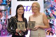 15 December 2010; TG4 celebrated their tenth year as sponsor of the Ladies Football Championships last night at a Banquet in Croke Park and in honour of the association between TG4 and Ladies Football, the TG4 Ladies Football Team of the Decade was announced. Pictured are the Mayo players honoured, Christina Heffernan, left, and Caroline Brogan, Chairperson of the Mayo County Board, who collected the award on behalf of Cora Staunton. TG4 Ladies Football Team of the Decade Banquet, Croke Park, Dublin. Picture credit: Brendan Moran / SPORTSFILE