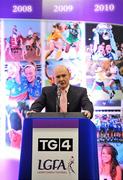 15 December 2010; TG4 celebrated their tenth year as sponsor of the Ladies Football Championships last night at a Banquet in Croke Park and in honour of the association between TG4 and Ladies Football, the TG4 Ladies Football Team of the Decade was announced. Speaking at the banquet is Peter Quinn, former President of the GAA. TG4 Ladies Football Team of the Decade Banquet, Croke Park, Dublin. Picture credit: Brendan Moran / SPORTSFILE