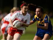 4 September 2016; Joanne Corr of Derry in action against Aisling Greene of Longford during the TG4 All Ireland Junior Football Championship Semi Final between Derry and Longford in Fingallians, Dublin.  Photo by Sam Barnes/Sportsfile