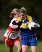 4 September 2016; Claire Delaney of Longford in action against Ruaigin Doherty of Derry during the TG4 All Ireland Junior Football Championship Semi Final between Derry and Longford in Fingallians, Dublin.  Photo by Sam Barnes/Sportsfile