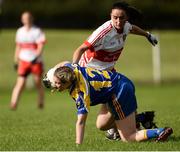 4 September 2016; Sarah Shannon of Longford in action against Cara Fadden of Derry during the TG4 All Ireland Junior Football Championship Semi Final between Derry and Longford in Fingallians, Dublin.  Photo by Sam Barnes/Sportsfile