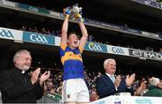4 September 2016; The Tipperary captain Brian McGrath lifts the Irish Press Cup after the Electric Ireland GAA Hurling All-Ireland Minor Championship Final in Croke Park, Dublin.  Photo by Ray McManus/Sportsfile