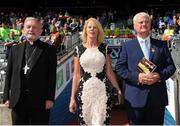 4 September 2016; Uachtarán Chumann Lúthchleas Aogán Ó Fearghail, right, with his wife Frances, and Bishop of Cashel and Emly Kieran O'Reilly, patron of the GAA, left, the Electric Ireland GAA Hurling All-Ireland Minor Championship Final in Croke Park, Dublin.  Photo by Seb Daly/Sportsfile