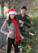 15 December 2010; Legendary golfer Padraig Harrington and top model Nadia Forde launch the 1life wristbands, available exclusively at SPAR, in aid of suicide prevention helpline 1life, Ireland's only 24-hour suicide prevention helpline. Herbert Park, Dublin. Picture credit: Brendan Moran / SPORTSFILE