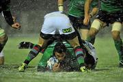 17 December 2010; Niva Ta'Auso, Connacht, is tackled by Mike Brown, Harlequins. Amlin Challenge Cup, Pool 1, Round 3, Connacht v Harlequins, Sportsground, Galway. Picture credit: David Maher / SPORTSFILE