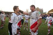 18 December 2010; Ulster Rugby captain Johann Muller, right, celebrates victory with team mate Ruan Pienaar. Heineken Cup, Pool 4, Round 4, Bath Rugby v Ulster Rugby, Recreation Ground, Bath, England. Picture credit: Matthew Impey / SPORTSFILE
