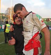 18 December 2010; Ulster Rugby captain Johann Muller, right, celebrates victory with David Humphreys, Operations Director Ulster Rugby, after the game. Heineken Cup, Pool 4, Round 4, Bath Rugby v Ulster Rugby, Recreation Ground, Bath, England. Picture credit: Matthew Impey / SPORTSFILE