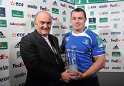 18 December 2010; Leinster's Cian Healy is presented with the Heineken Man of the Match award by Pat Maher, National Sponsorship Manager, Heineken Ireland. Heineken Cup Pool 2, Round 4, Leinster v ASM Clermont Auvergne, Aviva Stadium, Lansdowne Road, Dublin. Picture credit: Brendan Moran / SPORTSFILE