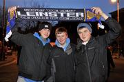 18 December 2010; Leinster supporters, from left, Sam Hall, Craig Smyth and Curtis Mooney, from Locan, Co. Dublin, at the Leinster v ASM Clermont Auvergne, Heineken Cup Pool 2, Round 4, game. Aviva Stadium, Lansdowne Road, Dublin. Picture credit: Brendan Moran / SPORTSFILE