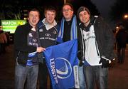 18 December 2010; Leinster supporters, from left, Brian Boland, Ciaran Boland, Dermot Doheny, from Tullamore, Co.Offaly, with Rafael Radaelli, from Brazil, at the Leinster v ASM Clermont Auvergne, Heineken Cup Pool 2, Round 4, game. Aviva Stadium, Lansdowne Road, Dublin. Picture credit: Brendan Moran / SPORTSFILE