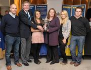 18 December 2010; Kevin Fitzpatrick, second from left, Leinster Branch President, and members of the Owens family, from left, Tony, Jessica, Linda, Genevieve and Jared Owens, with the Conaill Owens Cup for the Leinster U-21 1st Division during the Newstalk Provincial Towns and Metropolitan Cup Draws. Heineken Cup Pool 2, Round 4, Leinster v ASM Clermont Auvergne, Aviva Stadium, Lansdowne Road, Dublin. Photo by Sportsfile