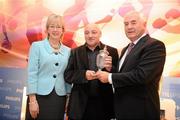 15 December 2010; Mark Ingle, Head Coach of DCU Mercy Women's Basketball Team, is awarded his Januray 2010 Philips Sports Manager of the Month award by Cel O'Reilly, Managing Director of Philips Ireland, and Mary Hanafin TD, Minister for Tourism, Culture and Sport. The Shelbourne Hotel Dublin, St Stephen's Green, Dublin. Picture credit: Stephen McCarthy / SPORTSFILE