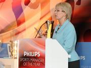 15 December 2010; Mary Hanafin TD, Minister for Tourism, Culture and Sport, speaking during the Philips Sports Manager of the Year 2010 function. The Shelbourne Hotel Dublin, St Stephen's Green, Dublin. Picture credit: Stephen McCarthy / SPORTSFILE