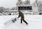21 December 2010; Work continues at Leopardstown Racecourse, despite the heavy snow cover, ahead of the Christmas Racing Festival. Leopardstown Racecourse, Leopardstown, Dublin. Picture credit: Brian Lawless / SPORTSFILE