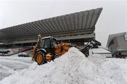 21 December 2010; A general view of continuing work at Leopardstown Racecourse, despite being covered in a thick blanket of snow, ahead of the Christmas Racing Festival. Leopardstown Racecourse, Leopardstown, Dublin. Picture credit: Brian Lawless / SPORTSFILE