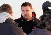 22 December 2010; Ulster Rugby assistant coach Jeremy Davidson is interviewed by TV during the media conference ahead of their Celtic League match against Leinster on Monday 27th December at Ravenhill. Ulster Rugby media conference, Newforge Country Club, Belfast. Picture credit: John Dickson / SPORTSFILE